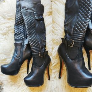 Faux Leather over the knee boot size 6